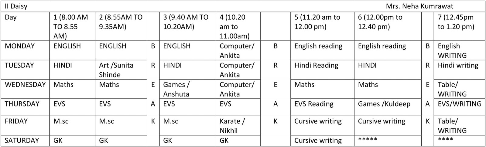 Time Table 2024-25